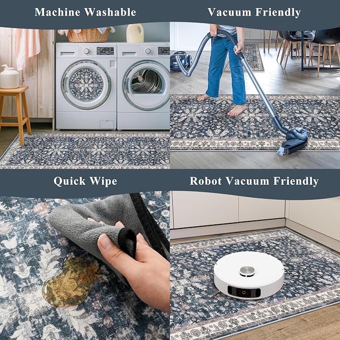 Washable Hallway Runner Rug 2x10: Non Slip Vintage Boho Carpet - Image 7