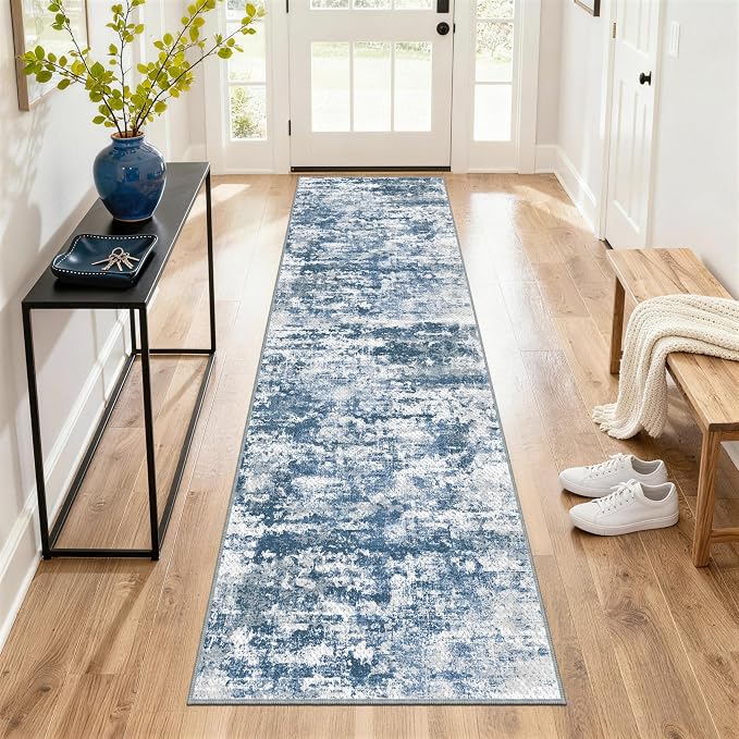 Abstract Washable Runner Rug 2x6, Woven Non-Shedding Thin Runners by TTelephant