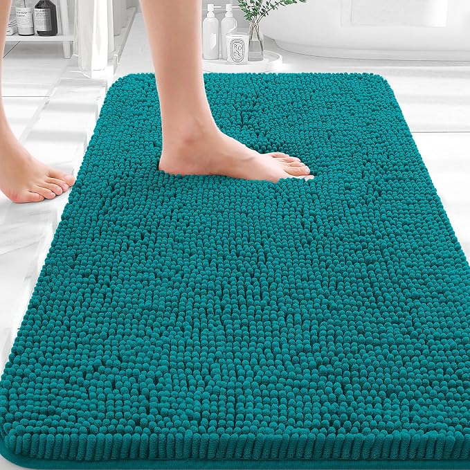 OLANLY Bathroom Rugs 30x18, Extra Soft Absorbent Chenille Bath Rugs, Rubber by OLANLY