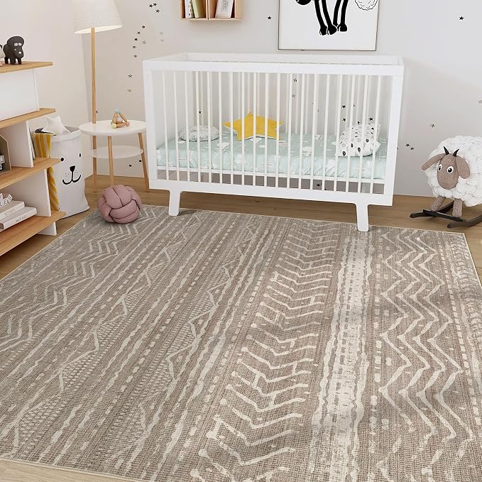 Nakagishi 7x10 Area Rugs Living Room: Washable Boho Large Neutral Soft - Image 5