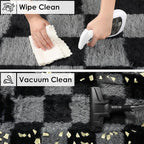 KICMOR Checkered Rugs for Living Room 5x8 Black and Grey, Fluffy Fuzzy Plush - Image 4
