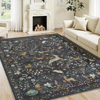 6x9 Area Rugs Washable Rug: Large Boho Living Room Rug Soft Non-Slip Low Pile - Image 2