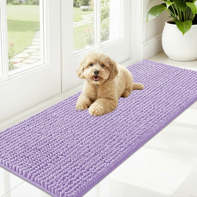 OLANLY Dog Door Mat for Muddy Paws 59x20, Ultra Absorbent Chenille Mud Doormat by OLANLY