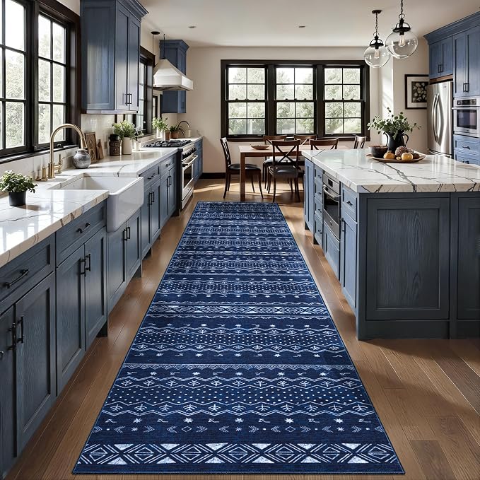 SERISSA Hallway Runner Rug, Soft Low-Pile Geometric Indoor Long Carpet - Image 2