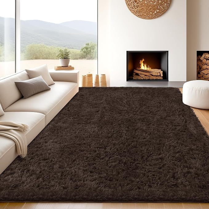 8x10 Brown Area Rugs for Living Room, Large Fluffy Shag Rug for Bedroom Nursery - Image 2