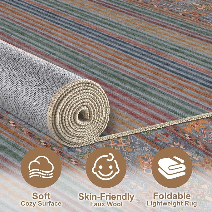 Nakagishi 9X12 Area Rugs Living Room: Washable Large Vintage Rug Neutral - Image 3