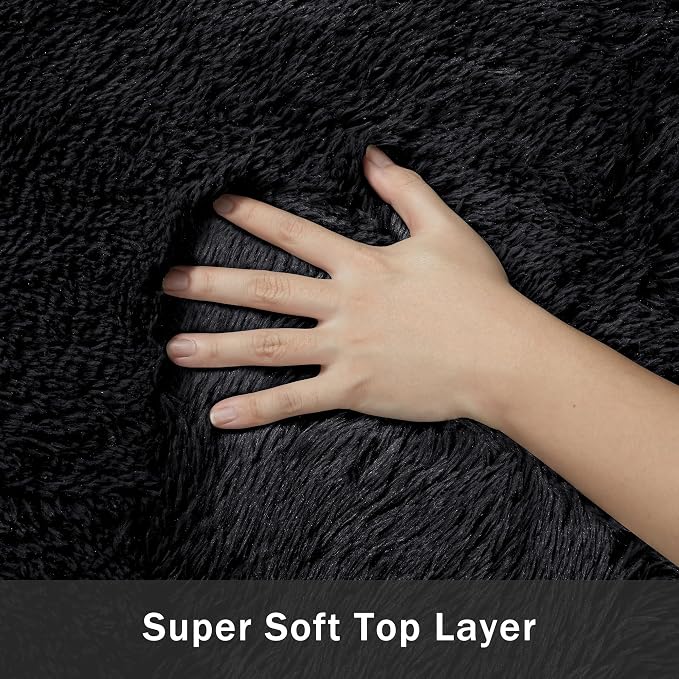 5x7 Area Rug for Living Room:Ultra Soft Fluffy Shag Black Rugs, Large Fuzzy - Image 9