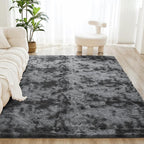 Litanika 8x10 Shag Area Rug for Living Room Bedroom, Tie-Dyed Dark Grey High - Image 2