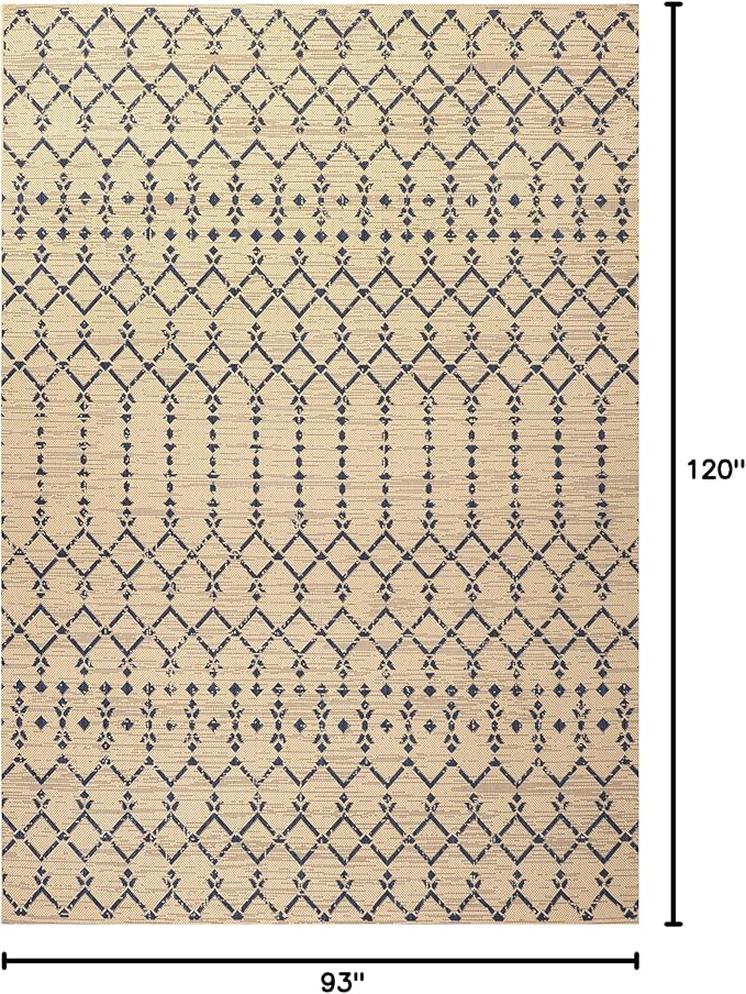 JONATHAN Y Moroccan Geometric Indoor Outdoor Area Rug 8X10 Beige/Navy, Ourika - Image 2