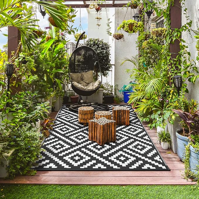 GENIMO 5'x8' Outdoor Rug Waterproof, Reversible Mats, Outdoor Area Rug - Image 3