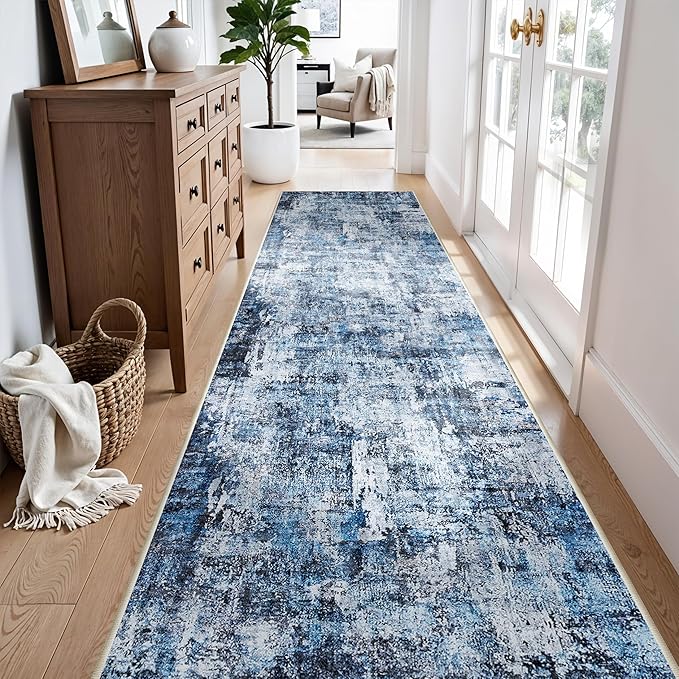 Rug Runners for Hallways Non Slip– Washable Long Kitchen Runner, Low-Pile Thin by ZHXXUJ