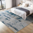 Ompaa Living Room Rug 5x8 Aqua Blue Area Rug Machine Washable Boho Rug Non Slip - Image 2