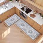 Boho Kitchen Mats for Floor 2 Piece Set Anti Fatigue Cushioned PVC Kitchen Rugs - Image 2