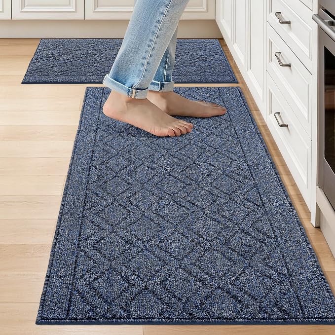 COSY HOMEER Kitchen Rugs Sets 2PCS, Non-Slip Washable Kitchen Mats by COSYHOMEER