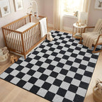 GarveeHome Checkered Dark 4x6 Washable Rug Geometric Diamond Dot Modern Soft - Image 2