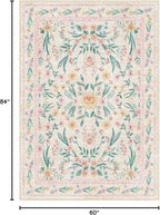 5x7 Pink Floral Nursery Rug, Machine Washable Non Slip Soft Faux Wool Carpet - Image 2