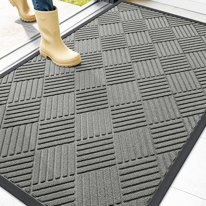 OLANLY Front Door Mat Outside Entrance 47x32, Heavy Duty Sturdy Natural Rubber by OLANLY