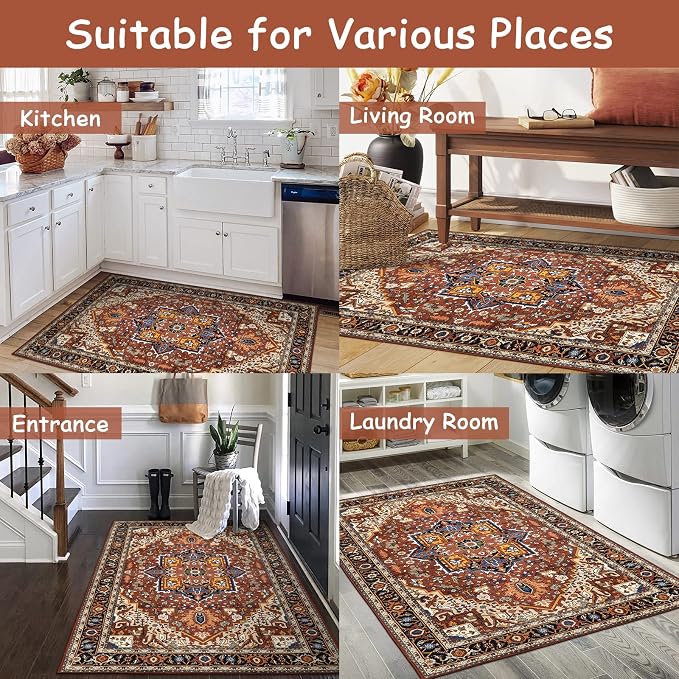 Moynesa Ultra-Thin Washable Oriental Area Rug - Image 7