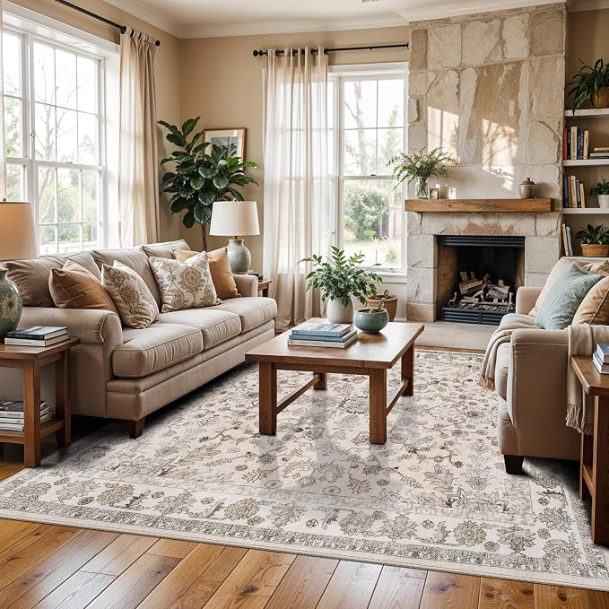 5x5 Square Washable Rug for Living Room: Non Slip Indoor Entryway Foot Carpet - Image 3