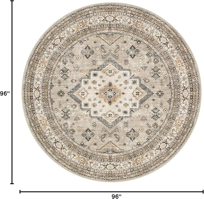 8ft Round Vintage Living Room Area Rug - Image 2