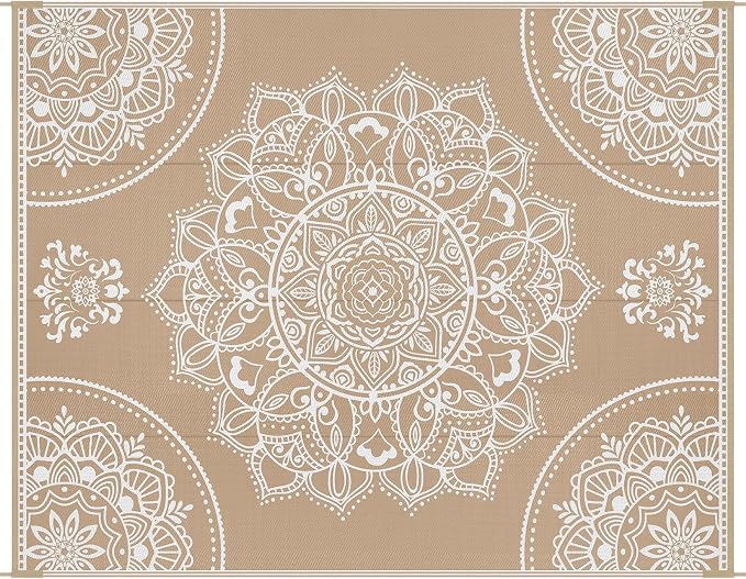 Pauwer Waterproof Outdoor Rug 8x10, Reversible Plastic Straw Patio Camping Rug - Image 9