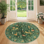 DUKINO 4ft Round Rug, Washable Round Area Rug, Non Slip Indoor Low Pile Animal by DUKINO
