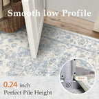 12x15 Neutral Area Rug Blue Vintage Living Room Bedroom Washable Carpet - Image 8