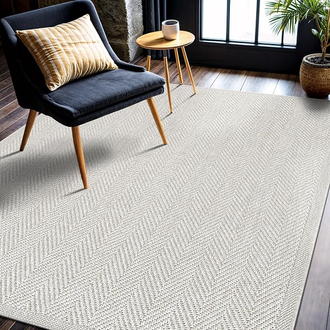 CAMILSON Easy Jute Rug 9x12, Indoor Outdoor Off-White Color Fiber Area Rugs - Image 8