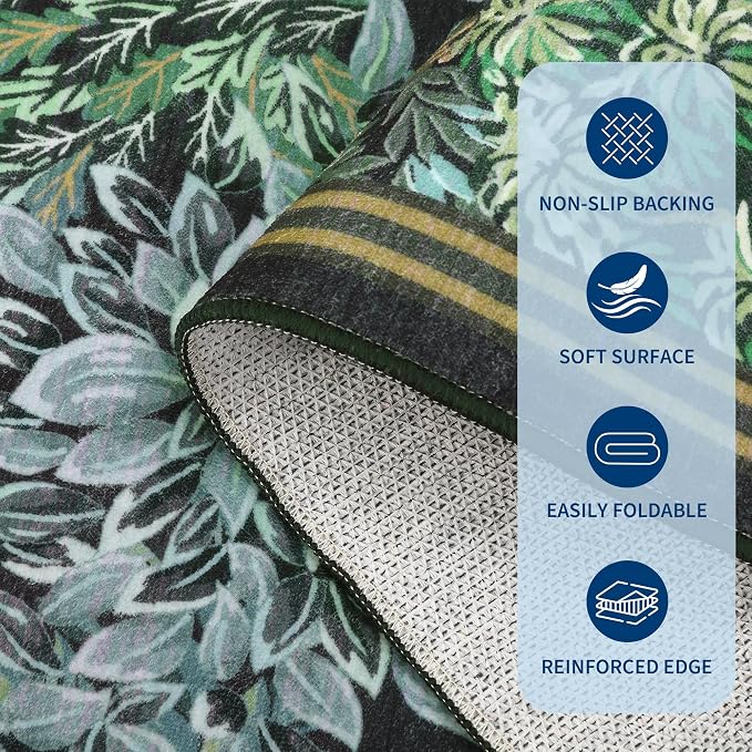 GarveeHome Forest Rugs 8x10, Botanical Low Pile Non Slip Stain Resistance Large - Image 6