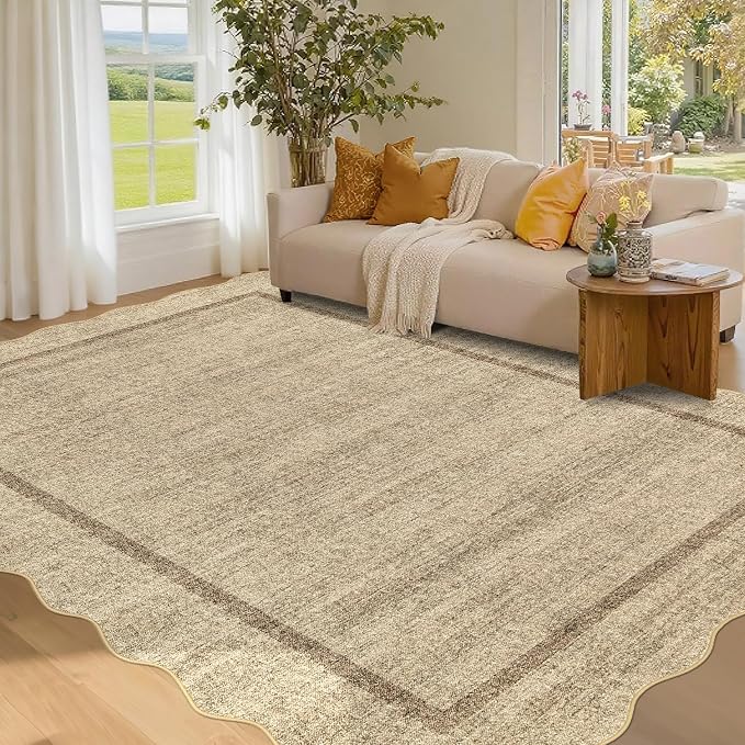 GarveeHome Scalloped 3x5 Area Rug Washable Rug by GarveeHome