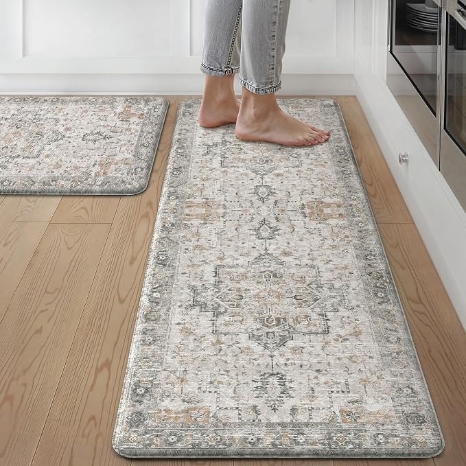 GENIMO Kitchen Mats for Floor 2PCs, Washable Anti Fatigue Mat for Cushioned by GENIMO