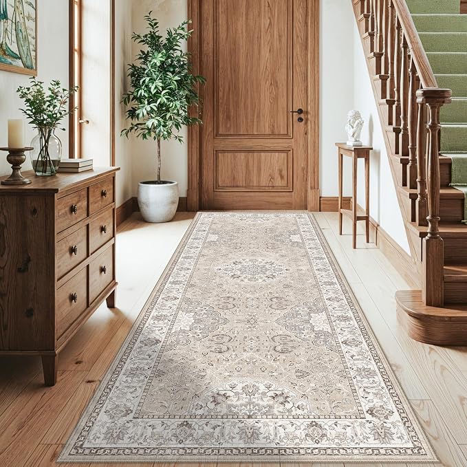 Washable 3x8 Kitchen Runner Rug: Indoor Oriental Hallway Carpet Low-Pile Stain - Image 5
