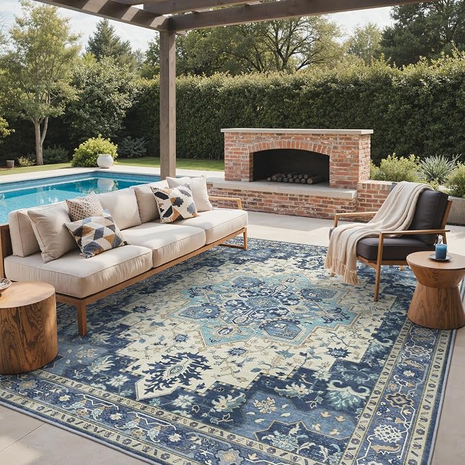 GENIMO Outdoor & Indoor Area Rug 9'x12', Waterproof, Non-Shedding, Easy Cleaning by GENIMO