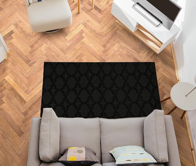 Garland Rug Sparta Non Slip Polypropylene 3 Ft. X 5 Ft. Black Area Rug- Ideal - Image 10