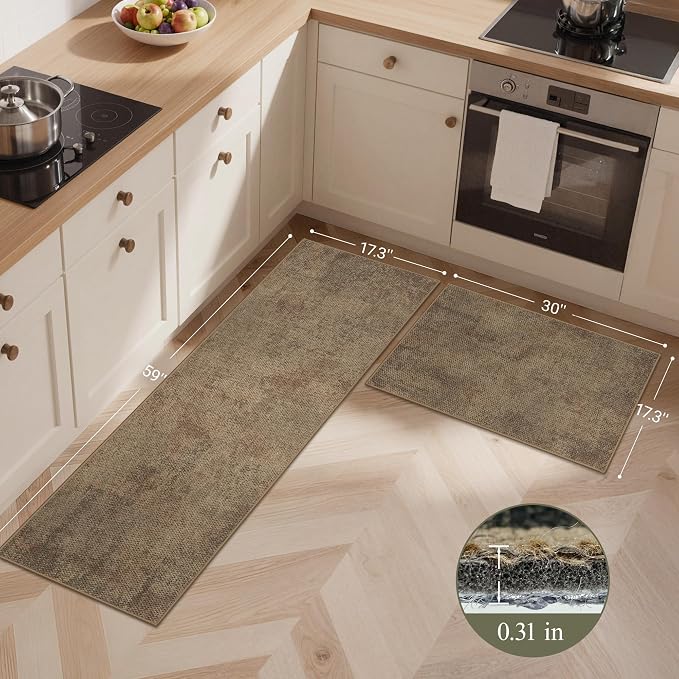 GENIMO Kitchen Mats for Floor 2PCS, Washable Absorbent Runner Rugs for Kitchen - Image 2