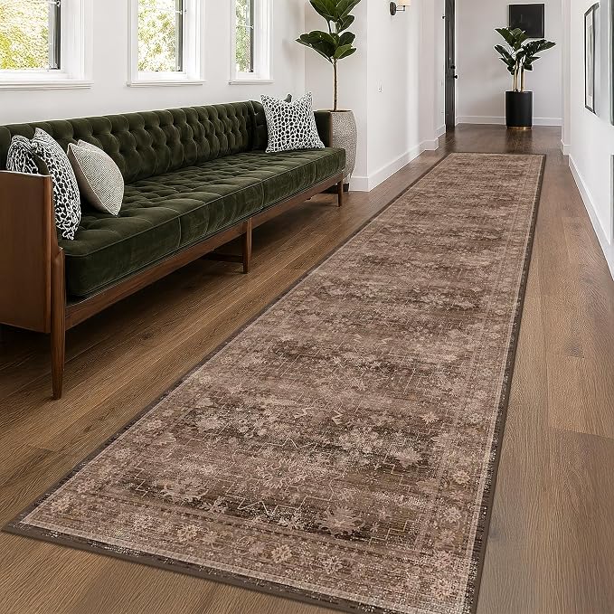 Hazo Haus Neutral Boho Washable 3x16 Extra Long Hallway Runner Rug, Non-Slip by HazoHaus