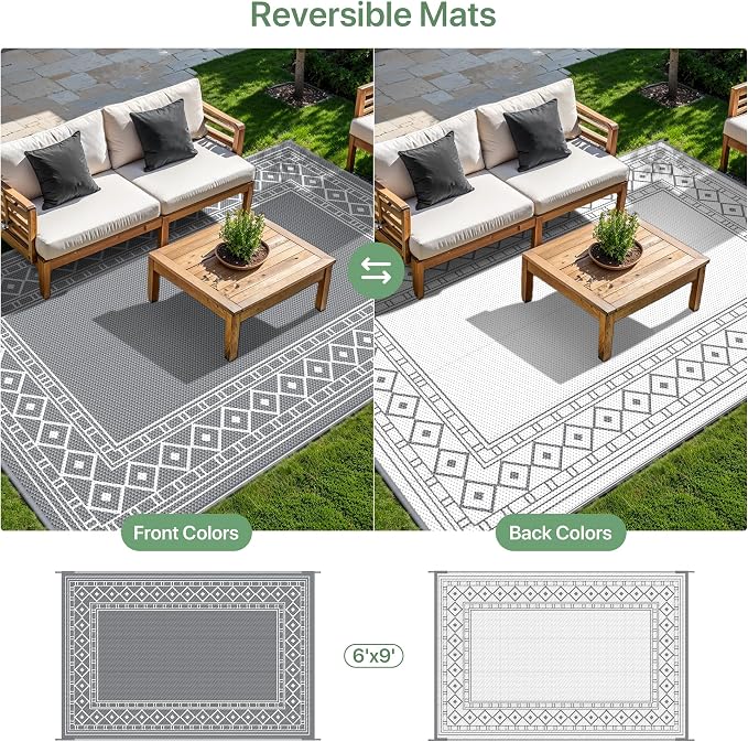 GENIMO Outdoor Rug Waterproof for Patio Decor, Camping Outside Mat for Outdoor - Image 4