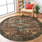 Moynesa Ultra-Thin Washable Round Rug - 5ft Entryway Round Rug Vintage Kitchen by Moynesa
