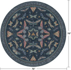 Dark Blue Vintage Playroom Round Rug 6ft, Washable Soft Area Rug - Image 2