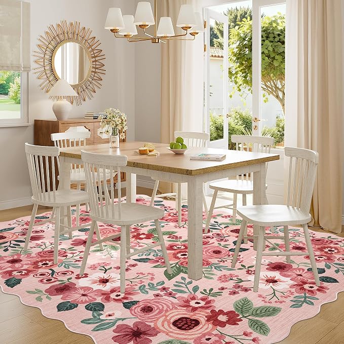 DUKINO 8x10 Area Rug, Floral Washable Rugs - Image 8