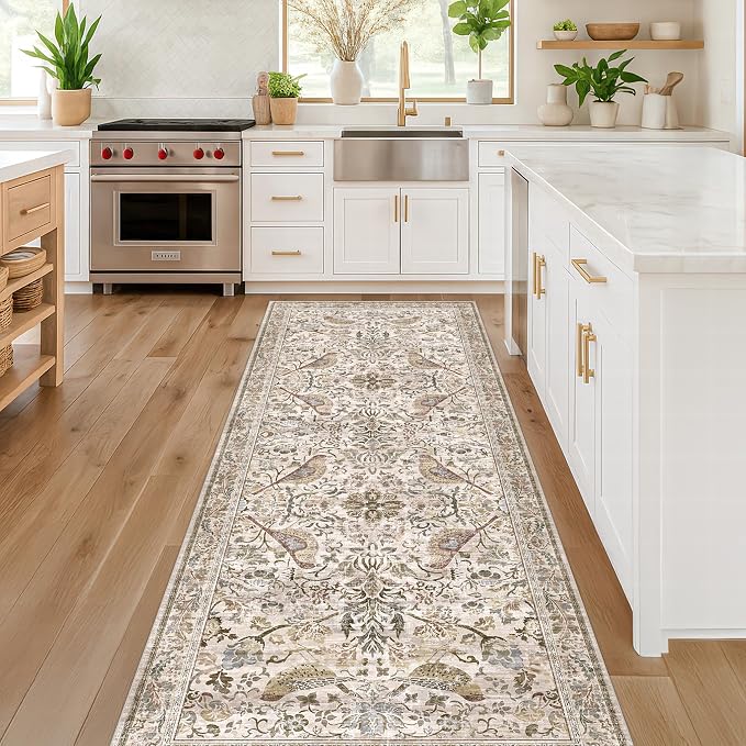 Boho 2'6"x8' Long Kitchen Runner Rugs Non Skid Washable, Stain Resistant Carpet - Image 3