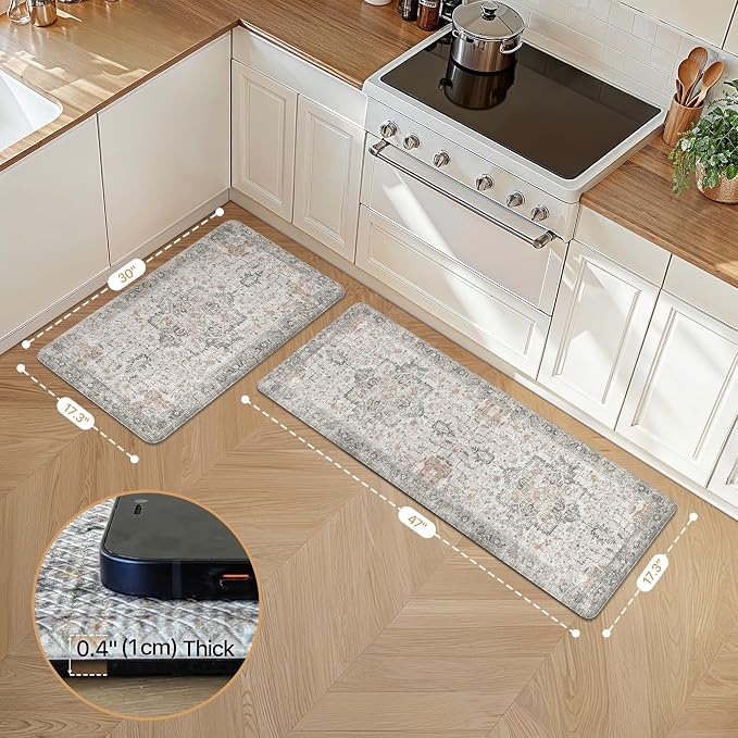 GENIMO Kitchen Mats for Floor 2PCs, Washable Anti Fatigue Mat for Cushioned - Image 2