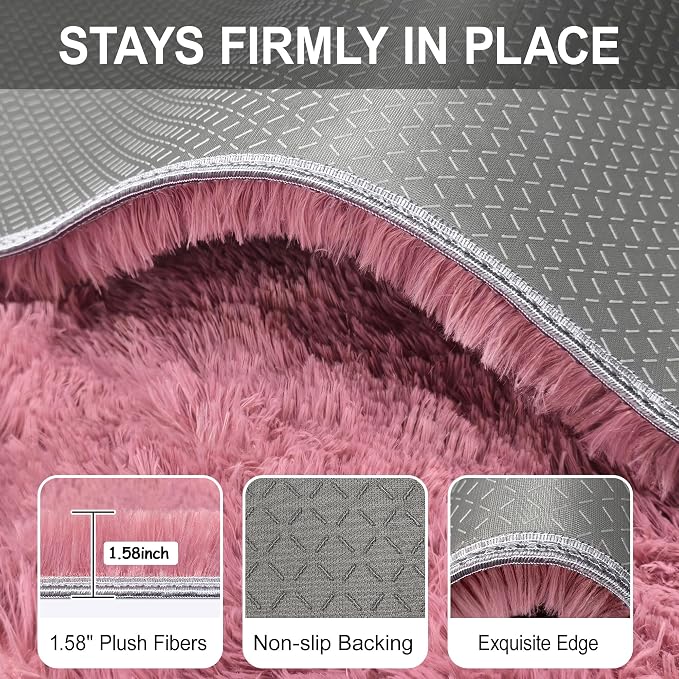 Soft Runner Rug for Bedroom Living Room, 2x8 ft Fluffy Blush Pink Rug for - Image 6