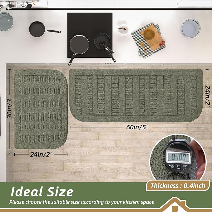 BEQHAUSE Kitchen Rugs Set of 2 Non-Slip Washable Kitchen Mats - Image 2