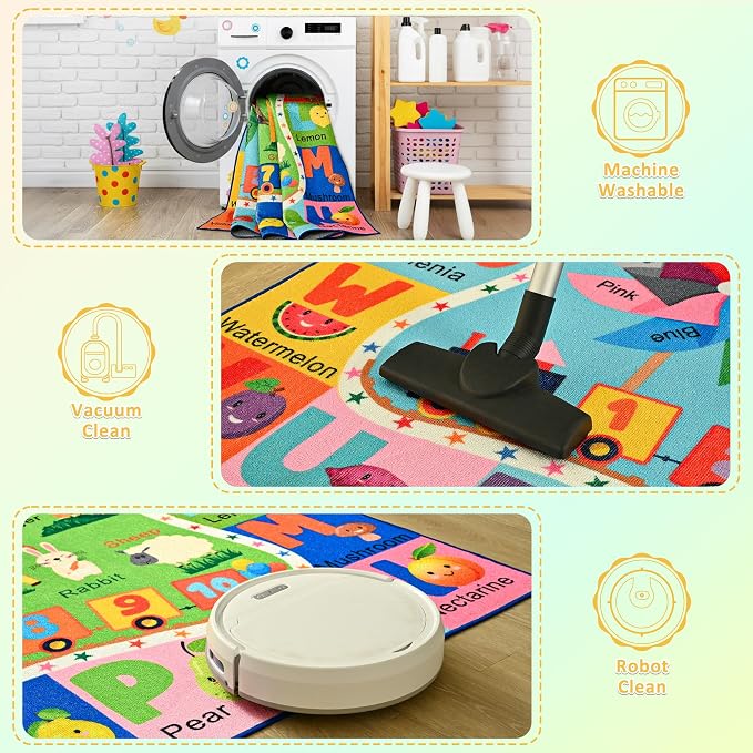 Maxsoft Kids Rug for Playroom, Educational 5x7 Play Mat for Classroom, Washable - Image 9