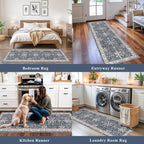 2x8ft Washable Non Slip Kitchen Rugs – Boho Floral Stain-Resistant Low-Pile - Image 4