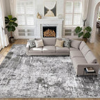 Large Area Rugs 12x15 Living Room: Washable Large Abstract Modern Soft Stain by LOONGRUG
