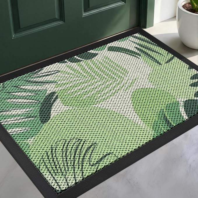 Front Door Mat, Heavy Duty Non-Slip Rubber Dirt Trapper, Quick-Dry Low-Profile by WELDUN