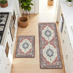 Boho Kitchen Mats for Floor 2 Piece Set Anti Fatigue Cushioned PVC Kitchen Rugs - Image 8