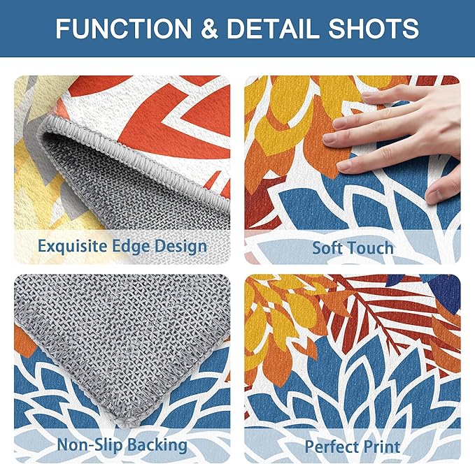 Colorful 3x5 Washable Rug for Living Room Tropical Botanical Modern Floral - Image 5